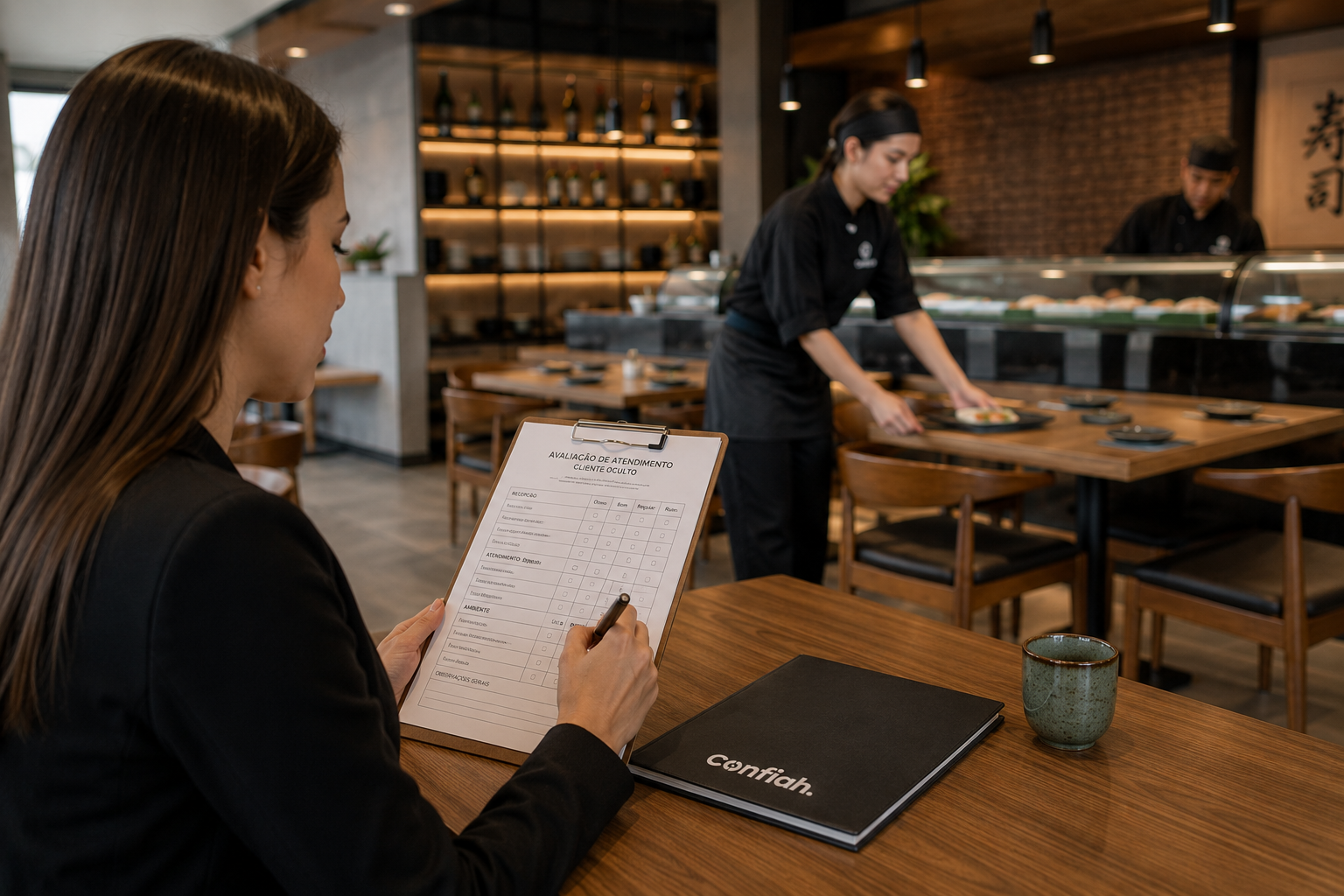 Avaliação de cliente oculto em restaurante